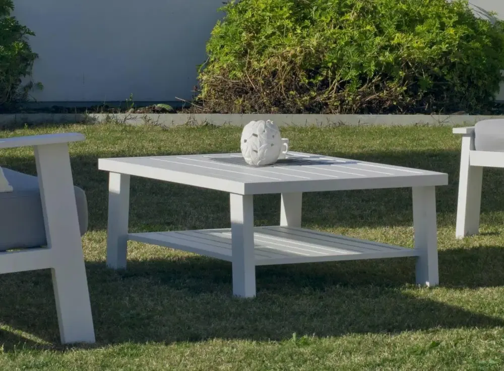Mesa blanca de aluminio para exterior Eliat