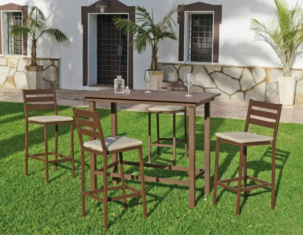 Conjunto de taburetes de jardín de aluminio antracita Tropea