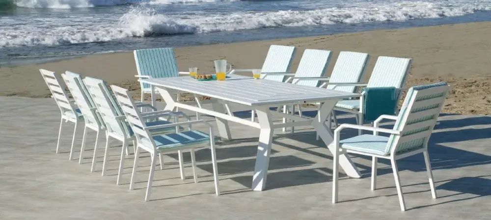 mesa de exterior aluminio blanco olimpia