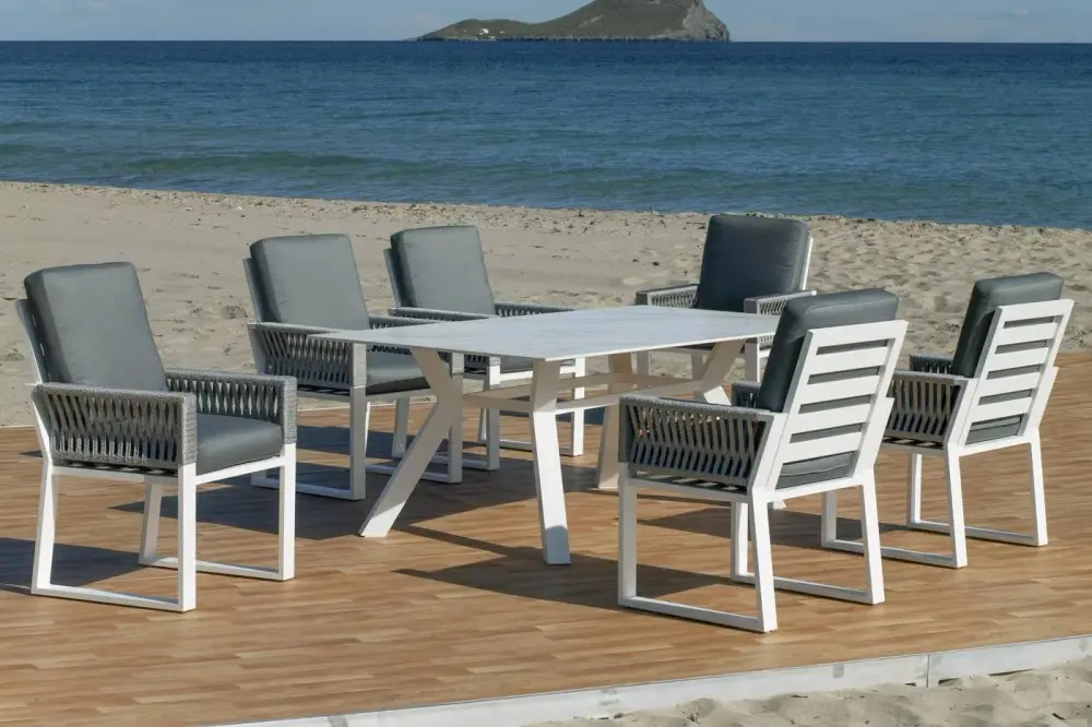 Conjunto sillón comedor de aluminio Bolonia 45