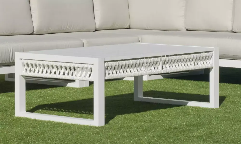Mesa Centro aluminio blanco y cuerda Monterrey 120