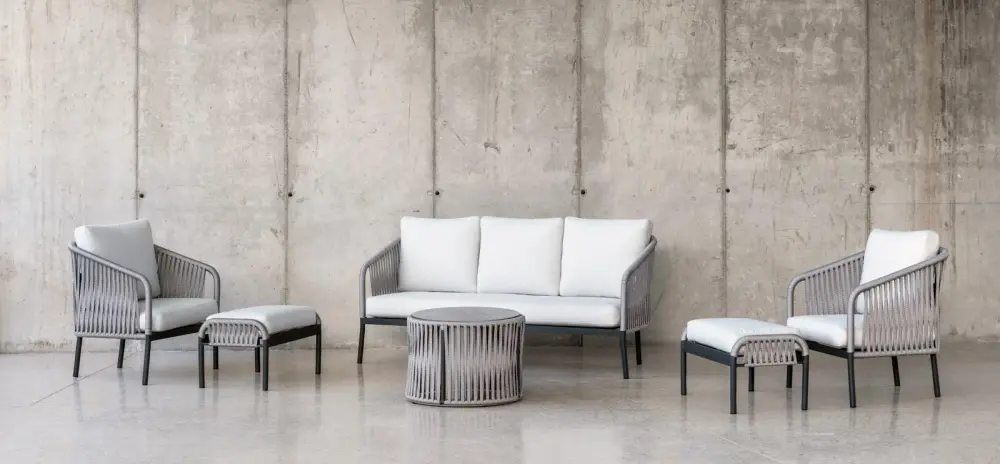 Conjunto sofá jardín 3 plazas aluminio y cuerda Yina