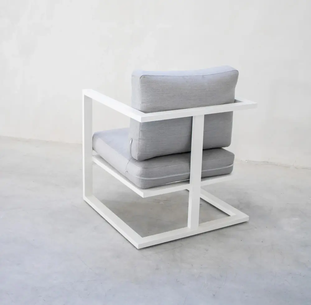 Vista trasera Sillón de terraza en aluminio blanco Manhattan