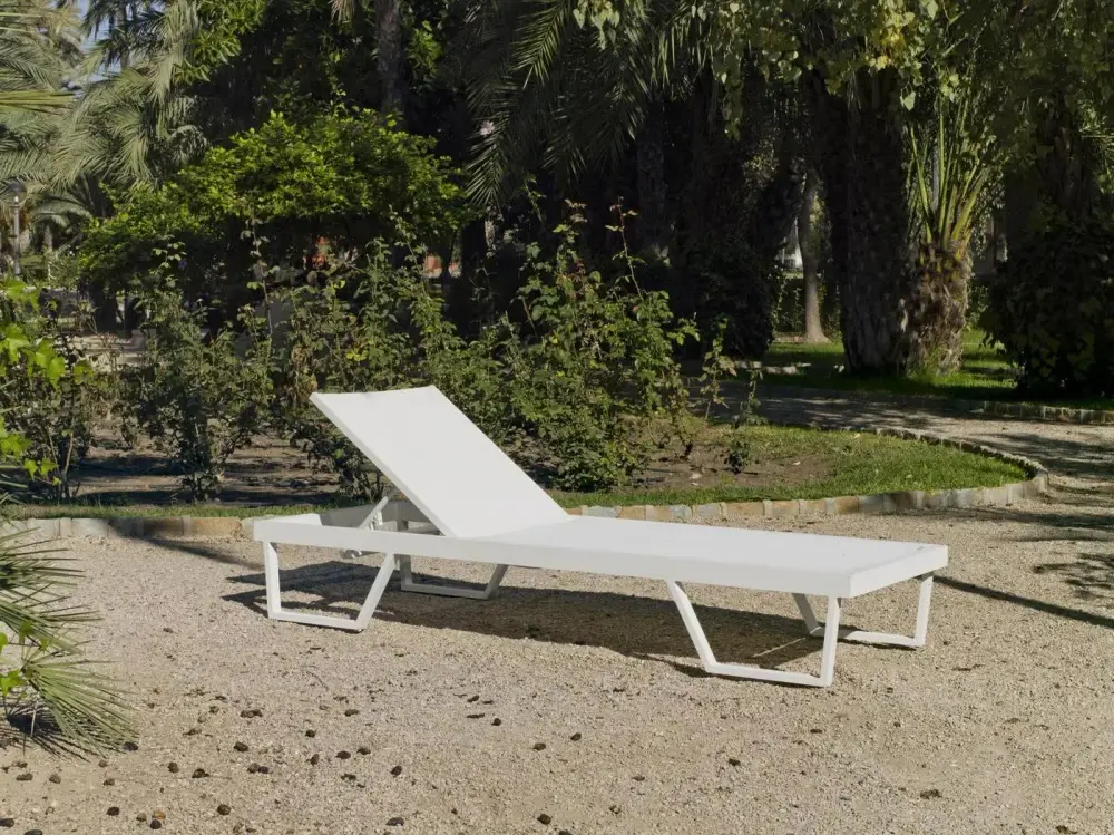 Tumbona de jardín reclinable aluminio blanco Costablanca