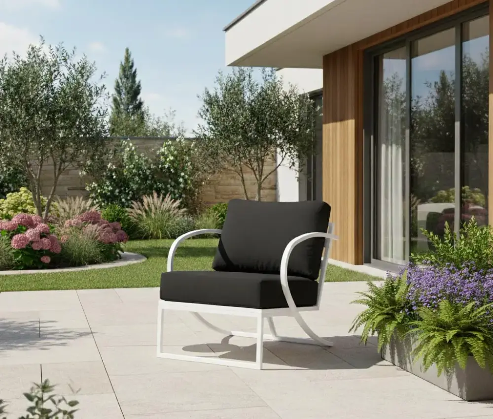 Sillón de aluminio blanco con brazos redondeados Fiorano