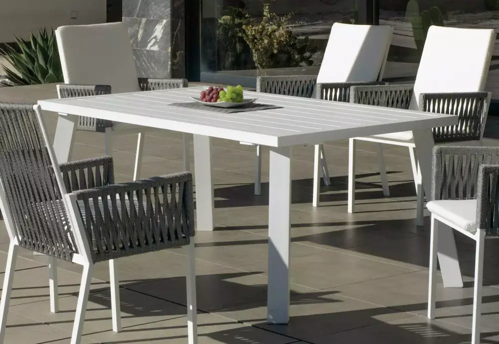 Mesa para jardín rectangular de aluminio blanco Dalas