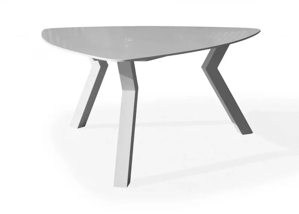 Esquema Mesa de comedor triangular en aluminio y tablero de Krion modelo Everest 155