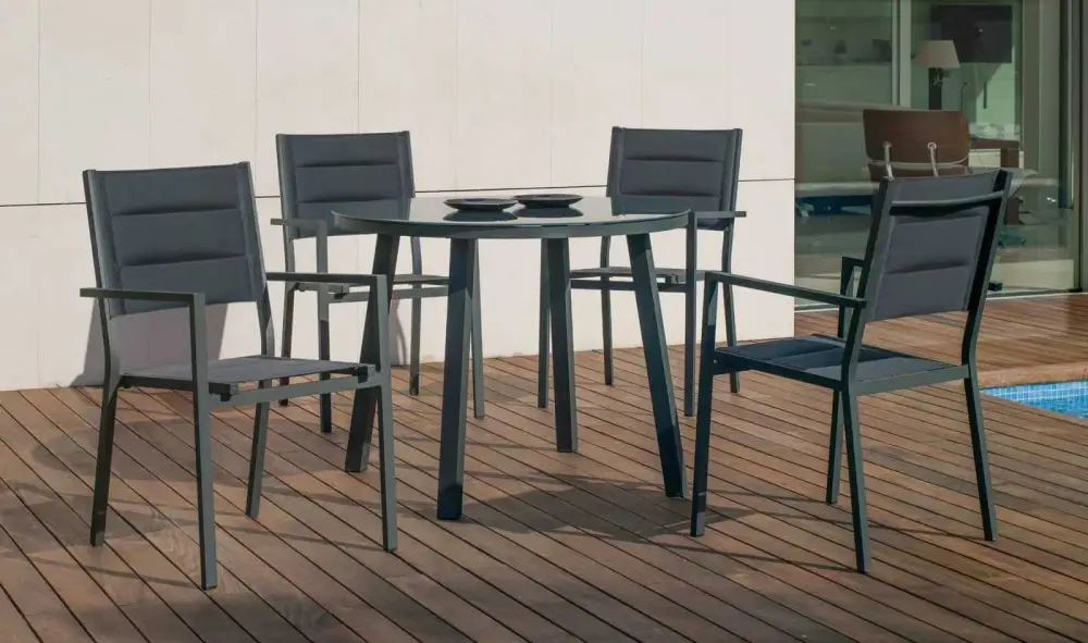 silla textilene acolchado antracita Milos