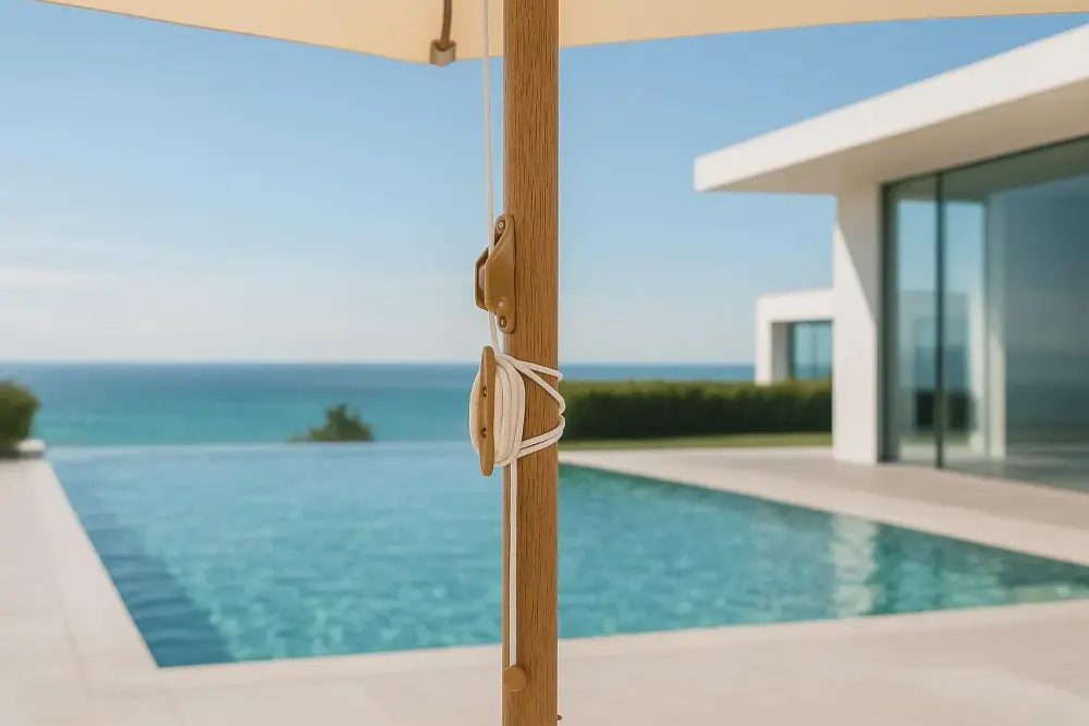 Detalle Parasol de aluminio 300cm diseño minimalista Fénix
