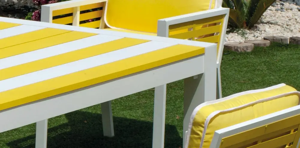 Detalle Mesa rectangular aluminio bicolor Luarca 240
