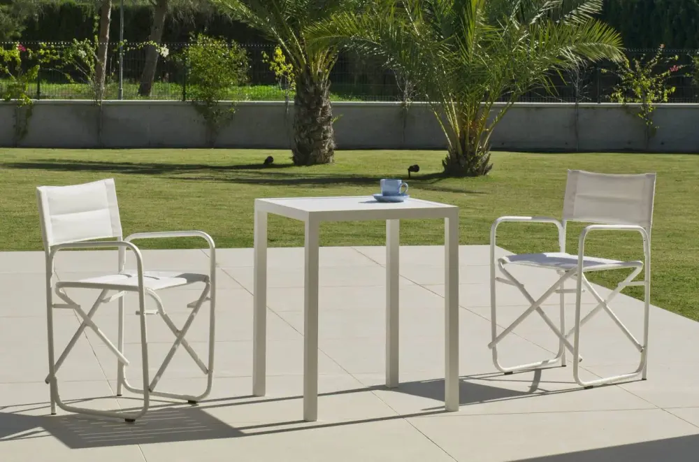 Conjunto de mesa y Sillón de Director plegable blanco Badua 3