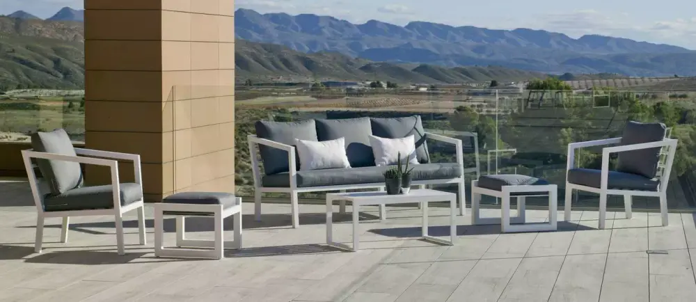 Conjunto para jardín en aluminio blanco Acapulco 10