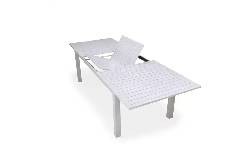 Detalle mesa extensible para jardín de aluminio Camelia