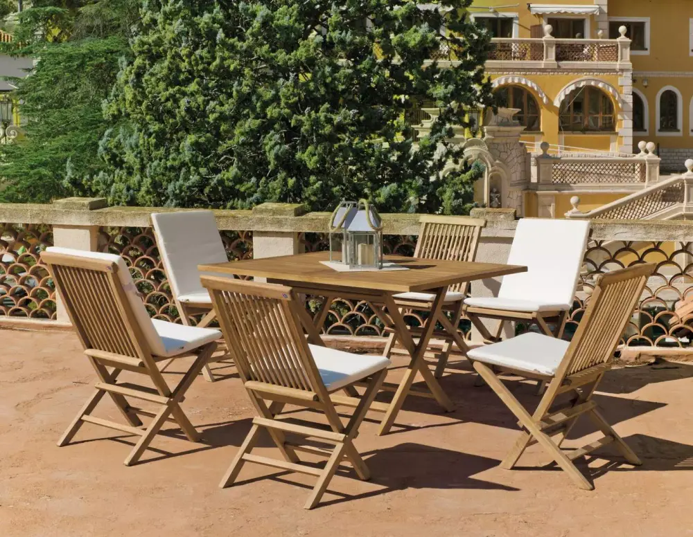 mesa plegable de comedor en madera de teka Ecija 130